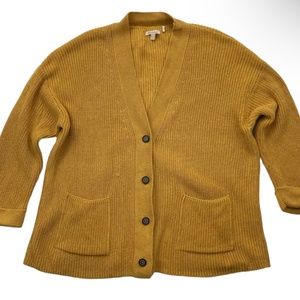BARBOUR 100% Cotton Women Cardigan Sweater Button Down Mustard Yellow Size 10